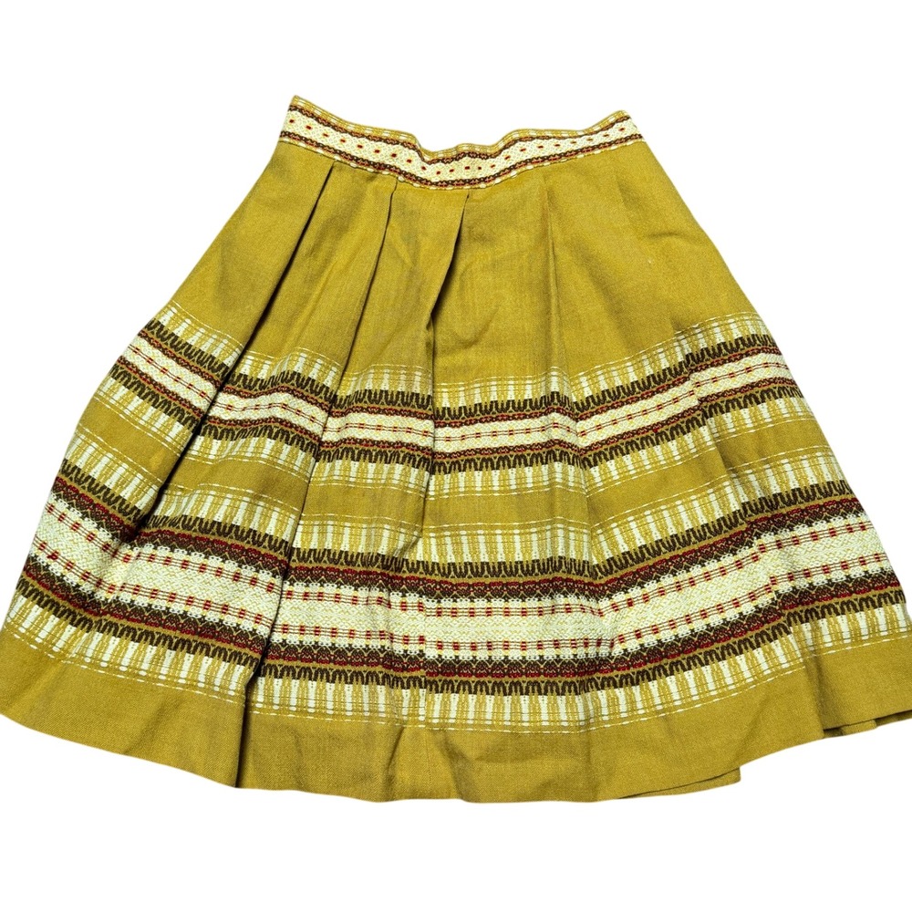 Vintage Mustard Prairie Skirt Folk Boho A-Line Women's XS‎ S